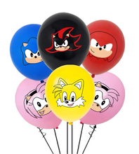 Load image into Gallery viewer, 9pc Sonic Balloon Bouquet with Amy Shadow Tails Knuckles, Sonic Balloons Set