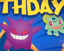 Load image into Gallery viewer, Happy Birthday Pokemon Backdrop 3.3ft x 5ft, made from vinyl