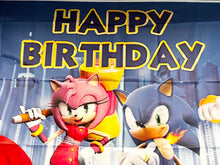 Load image into Gallery viewer, Sonic Birthday Backdrop 3.3ft x 5ft, Amy Shadow Tails Knuckles, made from fabric