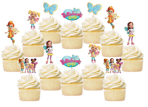 Butterbean Cafe Cupcake Toppers, Handmade