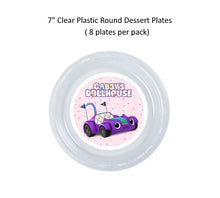 Load image into Gallery viewer, 8pk Gabby's Dollhouse Clear Plastic Disposable Party Plates, Choose Size