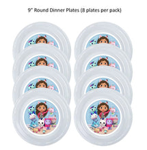 Load image into Gallery viewer, 8pk Gabby's Dollhouse Clear Plastic Disposable Party Plates, Choose Size
