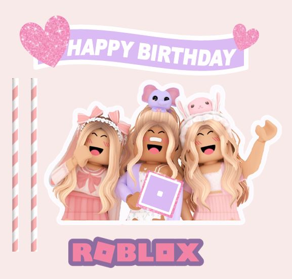 Girl Roblox Cake Topper Party Supplies, Handmade from Cardstock – Party  Mania USA