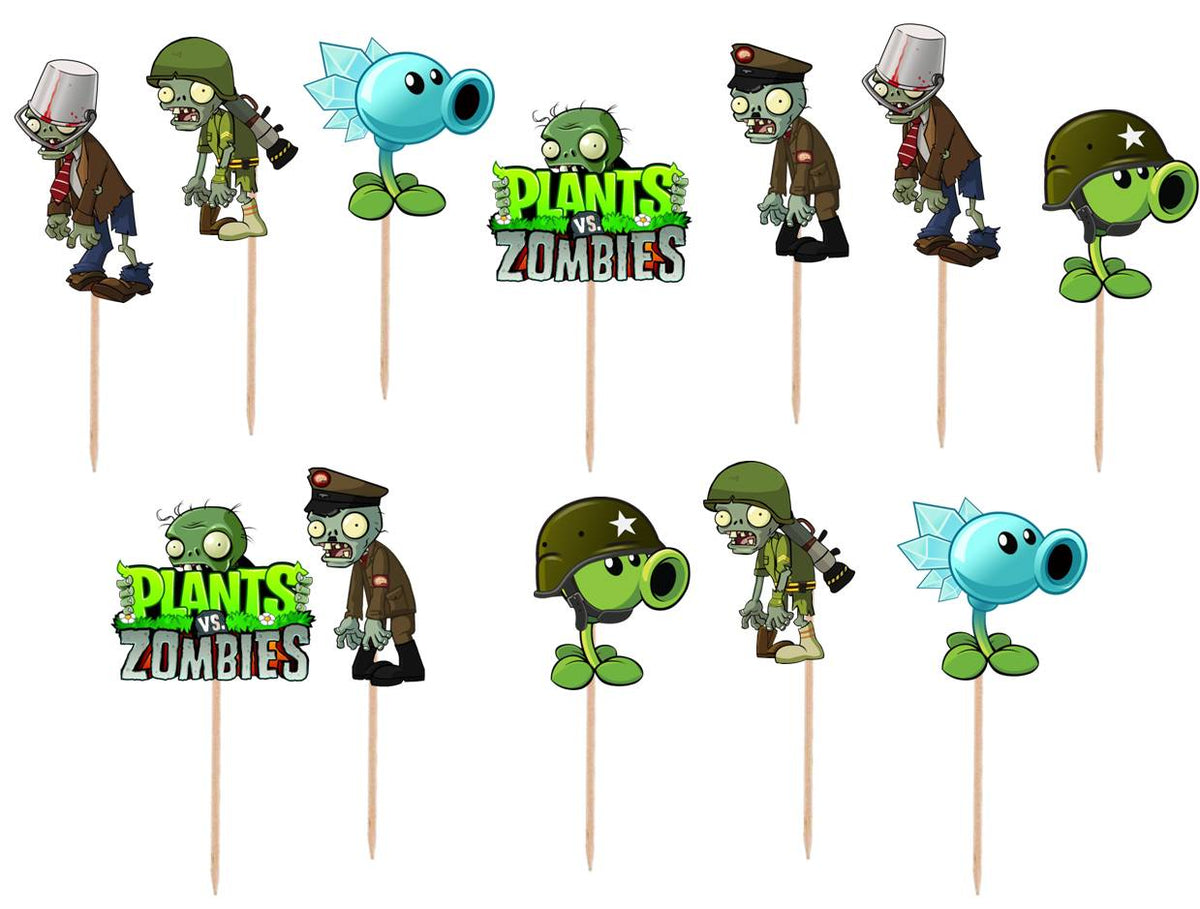 Plants vs Zombies Cupcake Toppers, Handmade – Party Mania USA