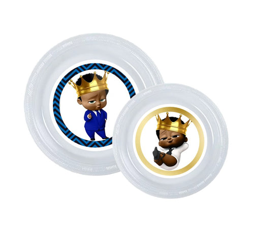 Afro Boss Baby Boy Birthday Party Plates