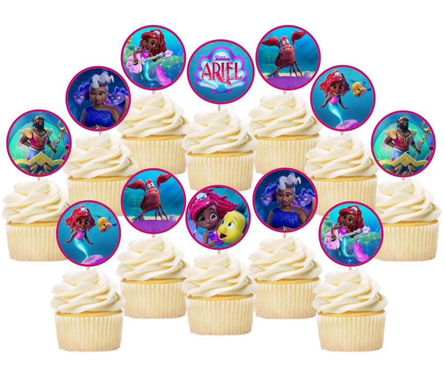 Afro Ariel Cupcake Toppers