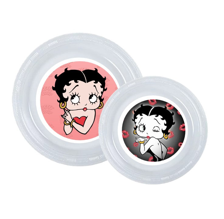 8pk Betty Boop Birthday Party Plates, Disposable Clear Plastic