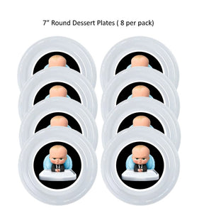 Boss Baby Boy Clear Plastic Disposable Party Plates, 8pc per Pack, Choose Size
