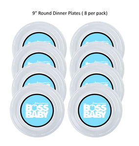 Boss Baby Boy Clear Plastic Disposable Party Plates, 8pc per Pack, Choose Size