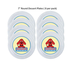 8pk Clifford Red Dog Clear Plastic Disposable Party Plates, Choose Size