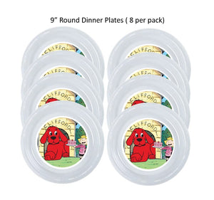 8pk Clifford Red Dog Clear Plastic Disposable Party Plates, Choose Size