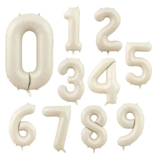 Cream Number Balloon