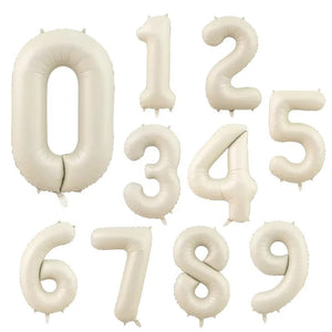 Cream Number Balloon