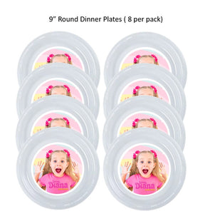 8pk Love Diana Clear Plastic Disposable Party Plates, Choose Size