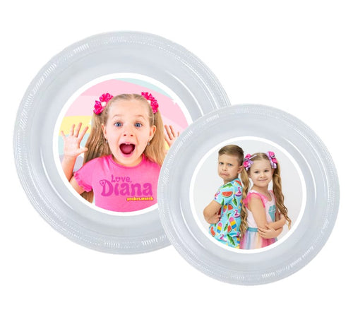 8pk Love Diana Clear Plastic Disposable Party Plates, Choose Size