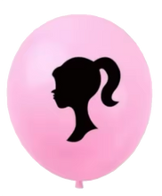 Load image into Gallery viewer, Barbie Balloons and Decorations, 12pc Hot Pink and Black Barbie Balloons