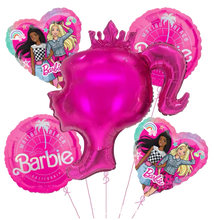 Load image into Gallery viewer, Barbie Balloons and Decorations, 12pc Hot Pink and Black Barbie Balloons