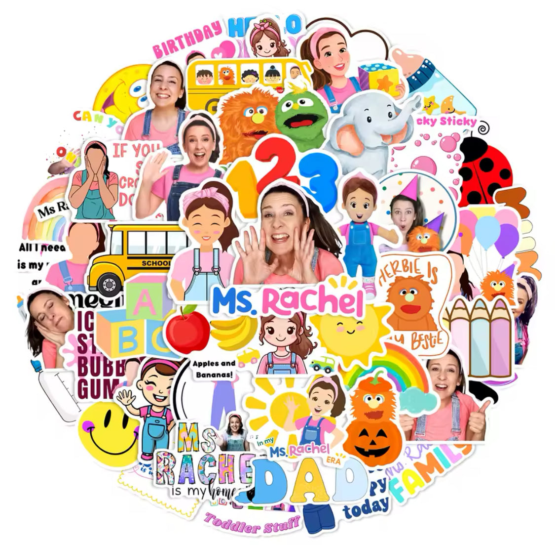 12 Ms Rachel Random Stickers, Party Favors – Party Mania USA