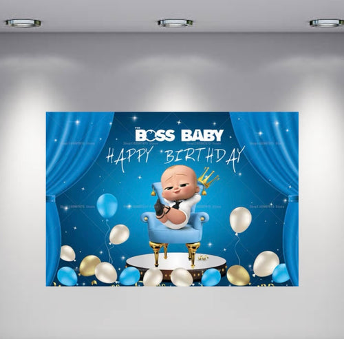 Boss baby Happy Birthday Backdrop 3.3ft x 5ft, made from vinyl