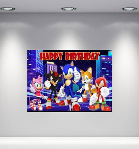 Sonic Tails Shadow Amy Knuckles Backdrop 3.3ft x 5ft, made from vinyl fabric