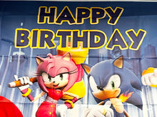 Load image into Gallery viewer, Sonic Birthday Backdrop 3.3ft x 5ft, Amy Shadow Tails Knuckles, made from fabric