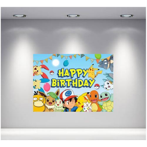 Happy Birthday Pokemon Backdrop 3.3ft x 5ft