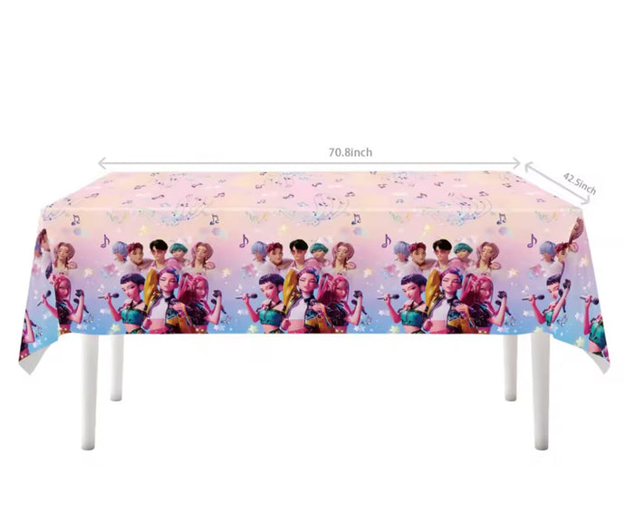 Kpop Demon Hunters Plastic Table Cover 3.5ft x 6ft, Party Supplies Decoration