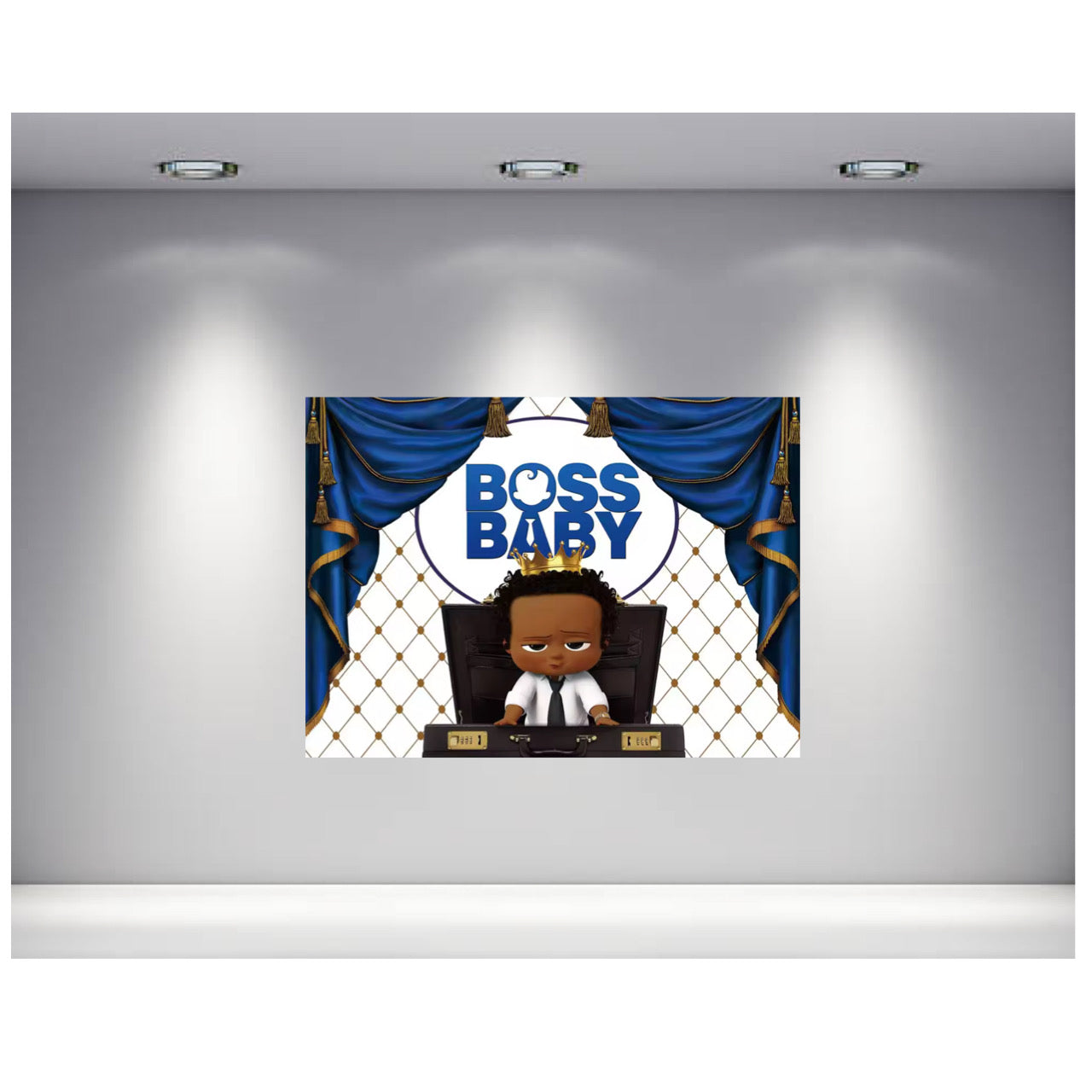 Afro Boss Baby Boy Backdrop 3.3ft x 5ft, made from vinyl