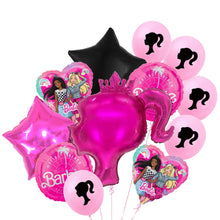 Load image into Gallery viewer, Barbie Balloons and Decorations, 12pc Hot Pink and Black Barbie Balloons