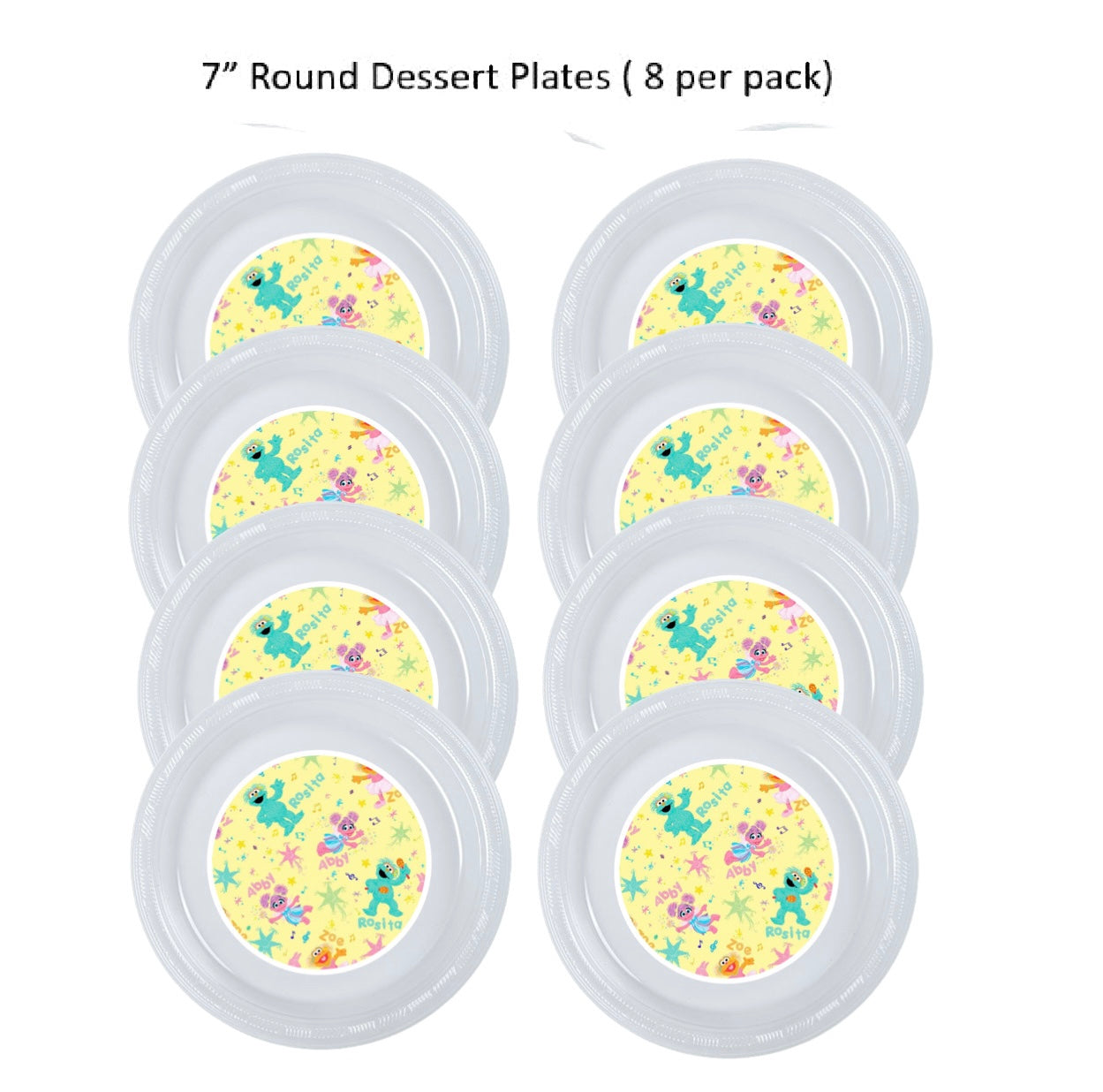 8pk Rosita Sesame Street Clear Plastic Disposable Party Plates