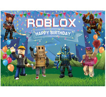 Load image into Gallery viewer, Roblox Birthday Backdrop 3.3ft x 5ft, made from vinyl