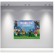 Load image into Gallery viewer, Roblox Birthday Backdrop 3.3ft x 5ft, made from vinyl