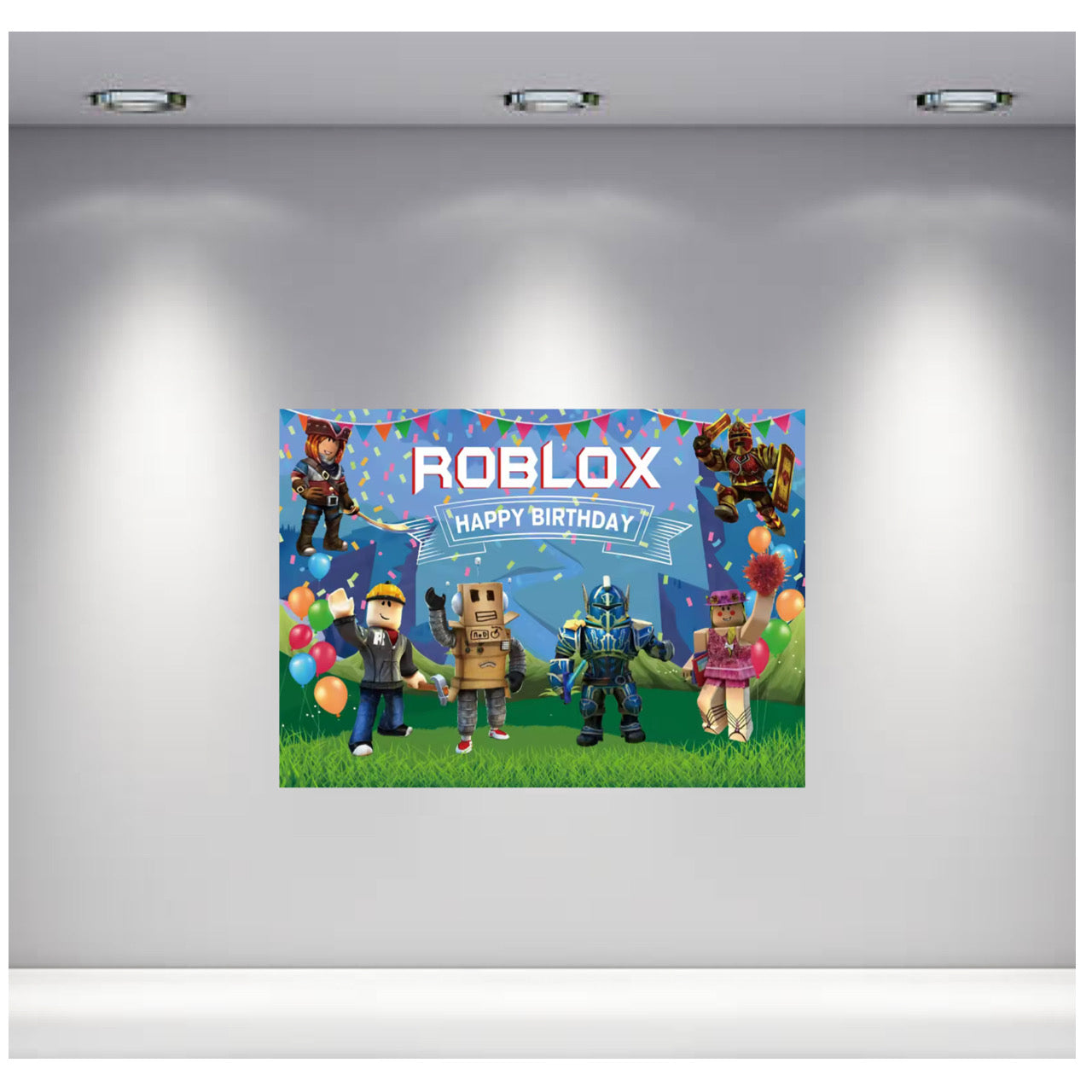 Roblox Birthday Backdrop 3.3ft x 5ft, made from vinyl