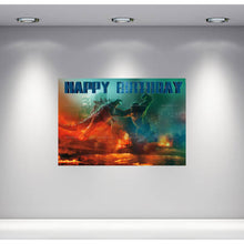 Load image into Gallery viewer, Godzilla vs Kong  Happy Birthday Backdrop 3.3ft x 5ft, made from fabric