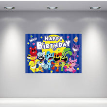 Load image into Gallery viewer, Smiling Critters with Catnap Happy Birthday Backdrop 3.3ft x 5ft, made from vinyl
