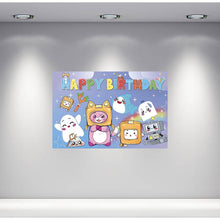 Load image into Gallery viewer, Lankybox Birthday Backdrop 3ft x 5ft, made from vinyl