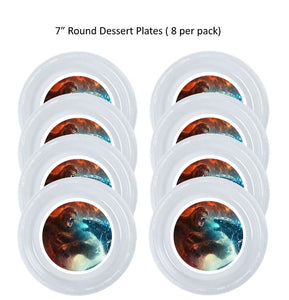 King Kong vs. Godzilla Clear Plastic Disposable Party Plates, 8pc per Pack, Choose Size