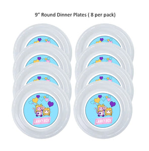 Lankybox Clear Plastic Disposable Party Plates, 8pc per Pack, Choose Size