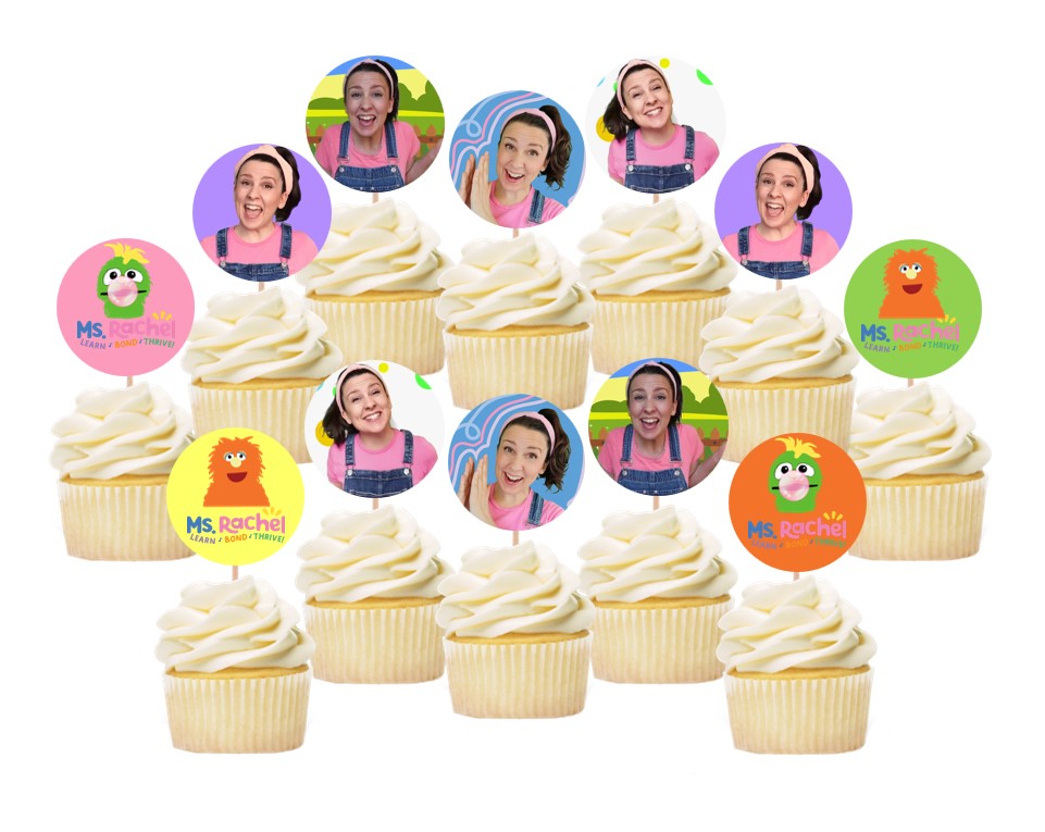 Ms Rachel Cupcake Toppers, 12-48pc pack, Handmade in the USA – Party ...