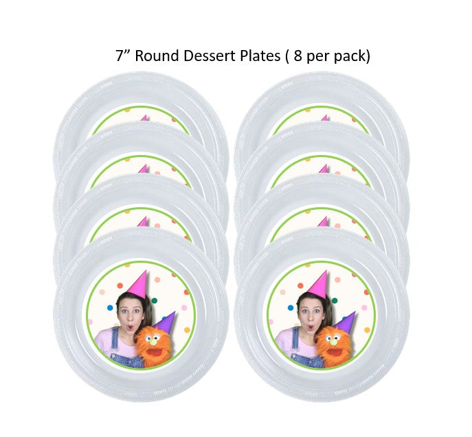 8pk Ms Rachel Clear Plastic Disposable Party Plates, Choose Size