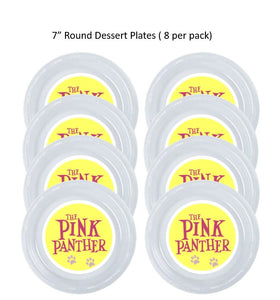 8pk Pink Panther Clear Plastic Disposable Party Plates, Choose Size