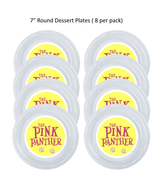 Pink Panther Clear Plastic Disposable Party Plates, 8pc per Pack, Choose Size