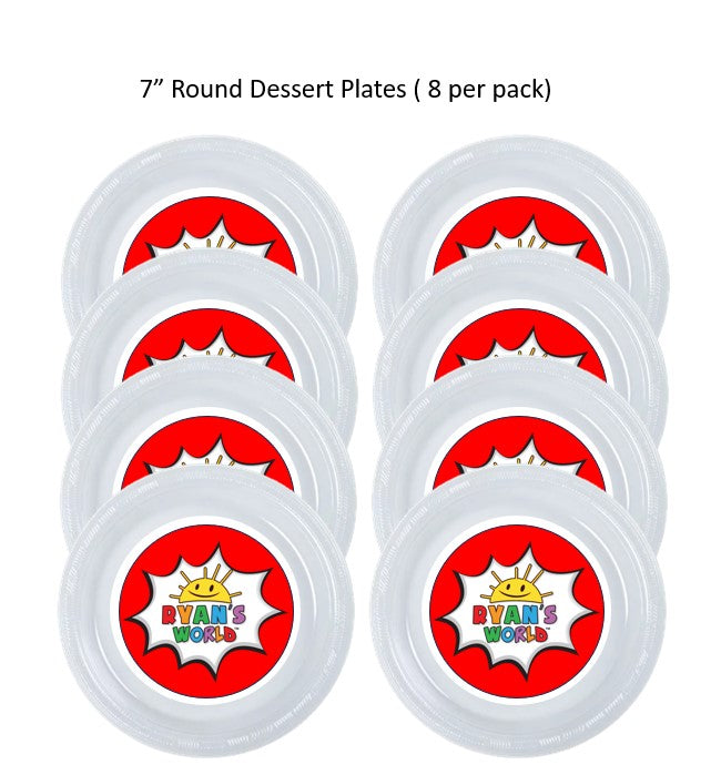 8pk Ryan's World Clear Plastic Disposable Party Plates, Choose Size