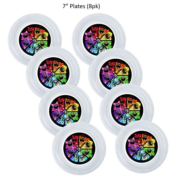 8pk Smiling Critters Clear Plastic Disposable Party Plates, Choose Size