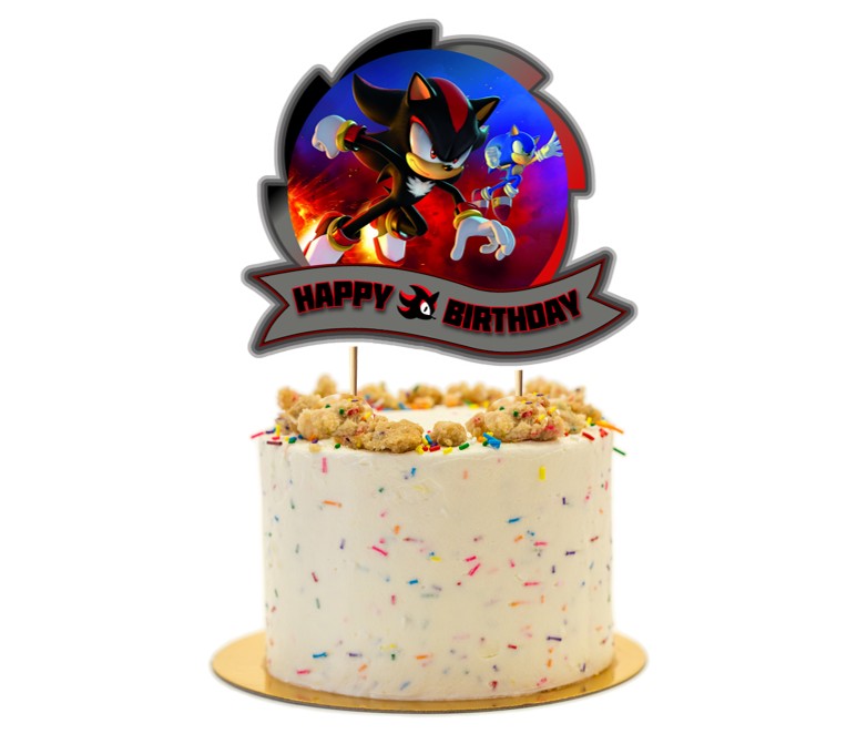 Shadow the Hedgehog Cake Topper - 6x7 Inch Handmade Birthday Party Dec ...