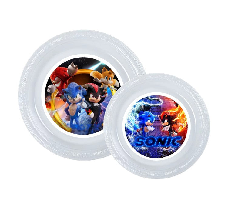 8pk Sonic 3 Birthday Party Plates, Disposable Clear Plastic