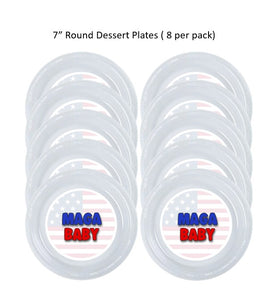 8pk Maga Baby Clear Plastic Disposable Party Plates, Choose Size