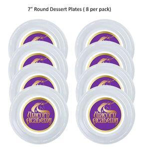 Unicorn Academy Plastic Disposable Party Plates, 8pc per Pack, Choose Size