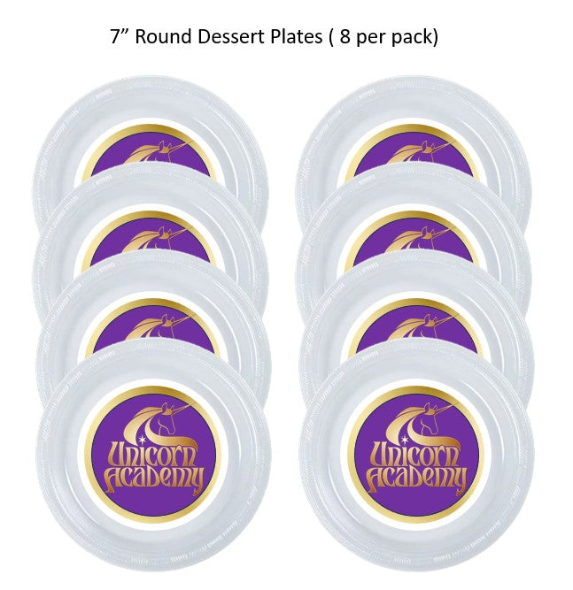 Unicorn Academy Plastic Disposable Party Plates, 8pc per Pack, Choose Size