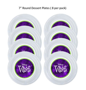 8pk Disney Villains Clear Plastic Disposable Party Plates, Choose Size